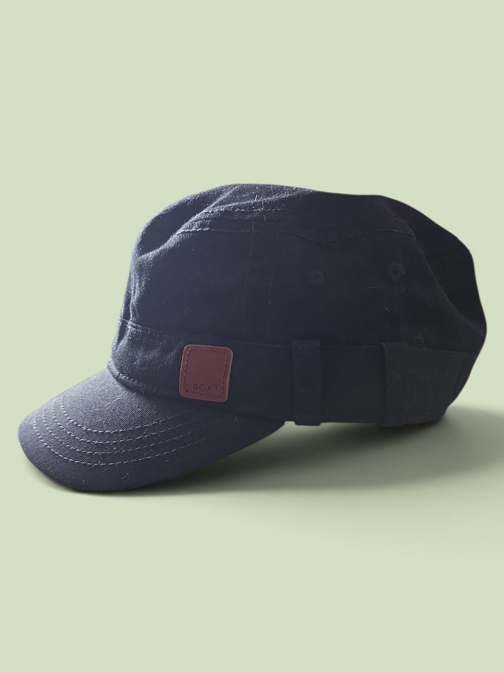 ROXY Black Castro Cotton Military Cadet Cap Hat | Adjustable